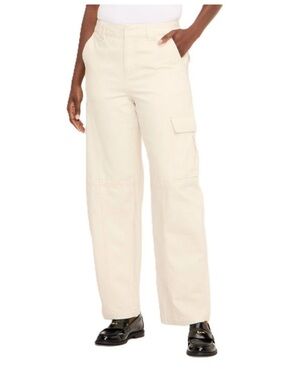 NEW Woolrich Women's Mid-Rise Barrel Leg Cargo Denim Jean Pants Cream Size 6